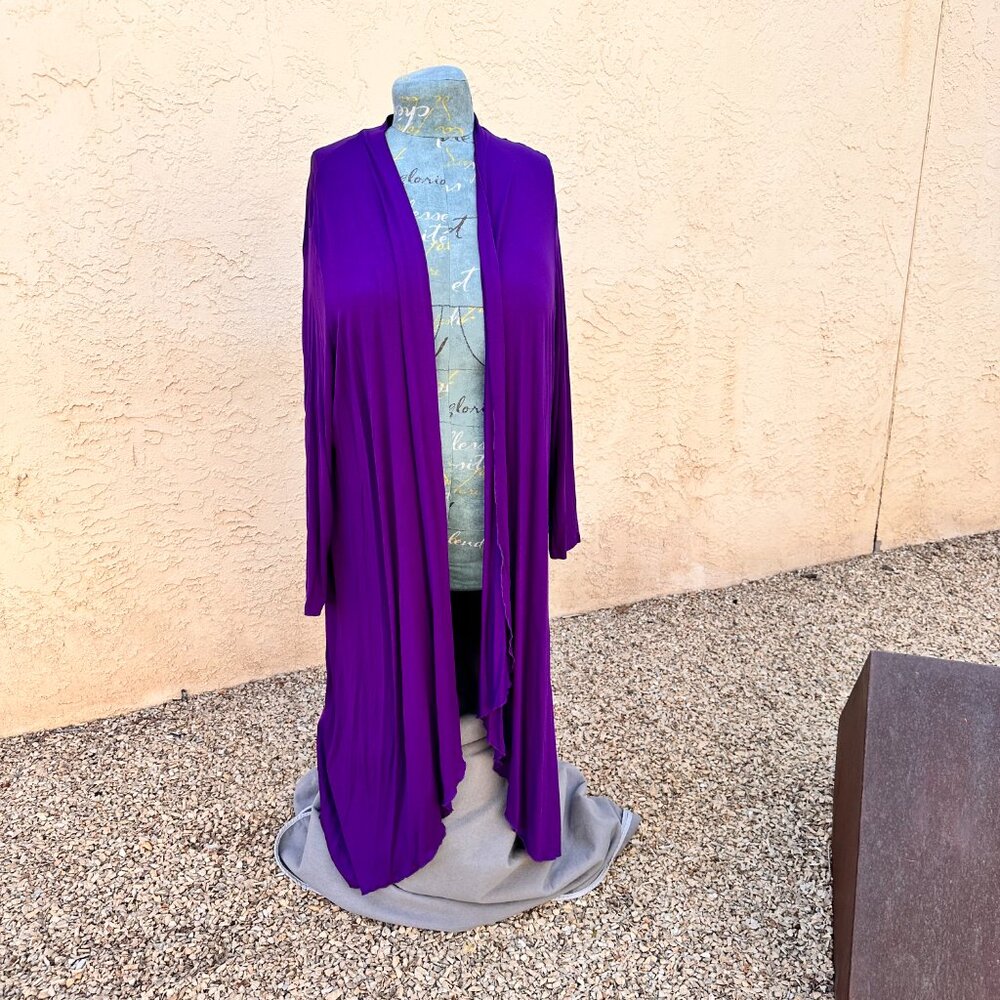 In'Voland Purple Open Front Waterfall Cardigan 5X NWT